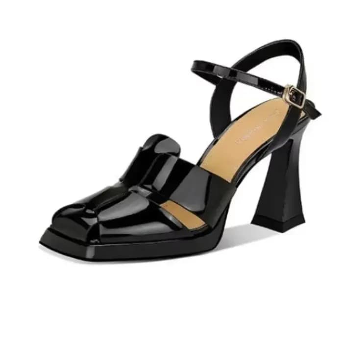 Sandales à talons hauts pour femmes, sandales romaines en cuir verni, Sexy, ajourées, chaussures de 