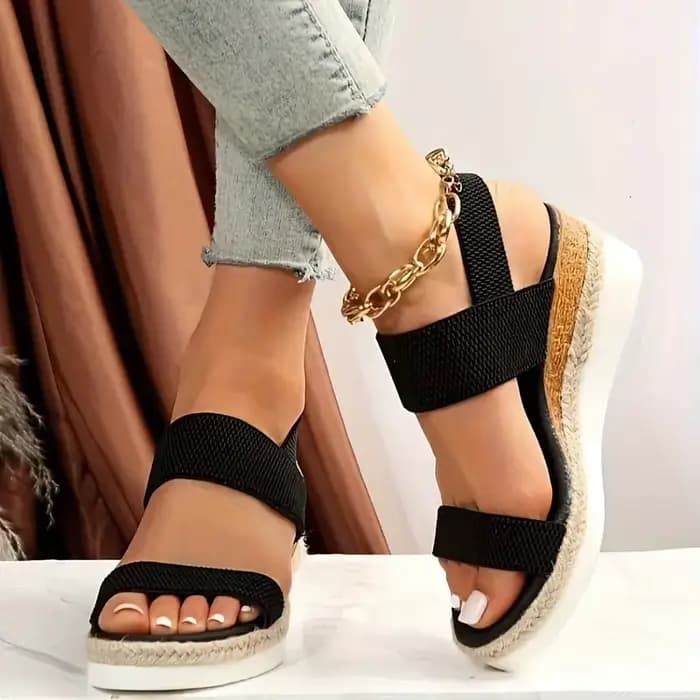 Sandales d'été pour femmes, chaussures décontractées confortables, antidérapantes, à enfiler, en tis