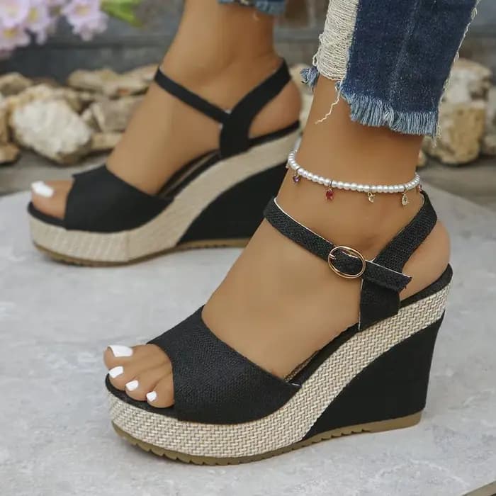 Sandales compensées tendance pour femmes, chaussures d'été à plateforme et talon haut, sandales à bo