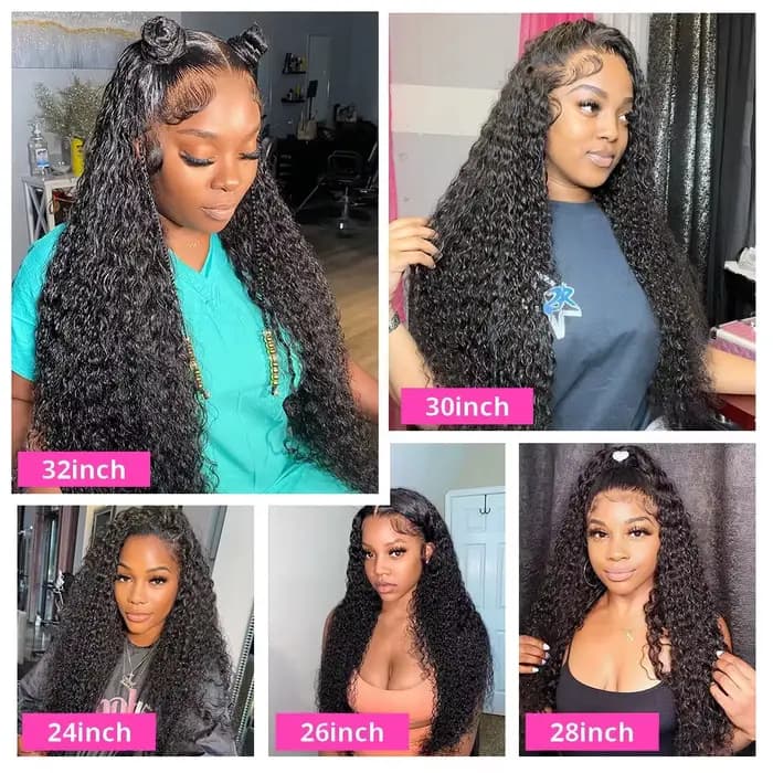 Perruque Deep Wave Lace Front Wig Remy Naturelle, Cheveux Bouclés, 13x6, 13x4, 30 Pouces, HD, pour F
