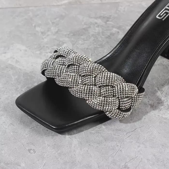 Talons hauts tressés en cristal faits à la main pour femmes, sandales pour femmes, Stiletto sexy, mo