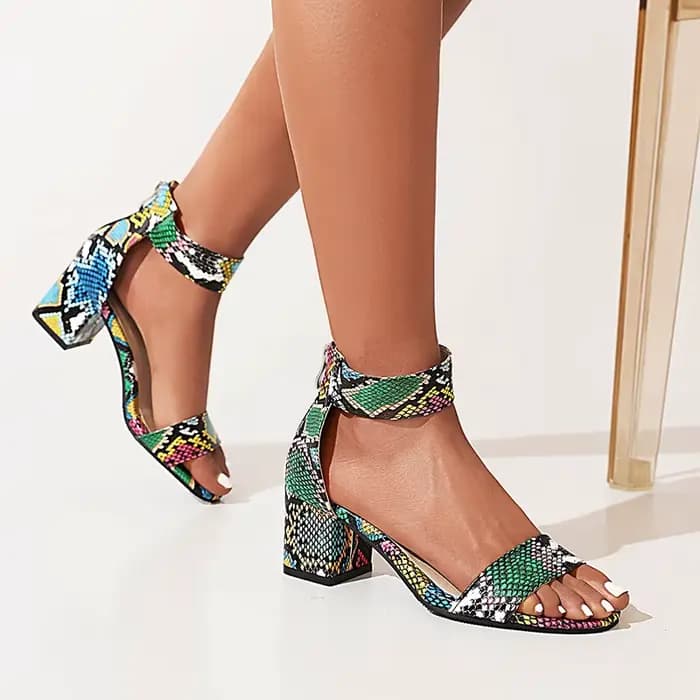 Respzed-Sandales Peep Parker à talons épais pour femmes, imprimé floral, sexy, à carreaux, fermeture