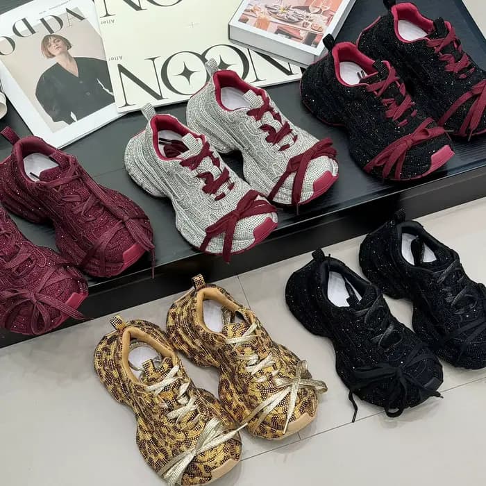 Chaussures décontractées tendance pour femme, style Gypsy, à semelle épaisse, ornées de strass, coll