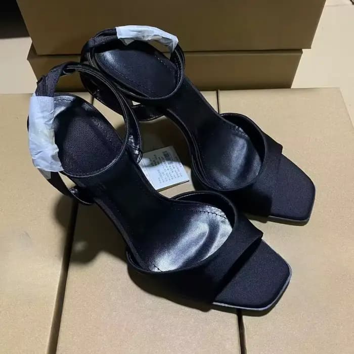 Noir Sexy talons hauts femmes été élégant robe de soirée sandales concepteur Peep orteil grande tail