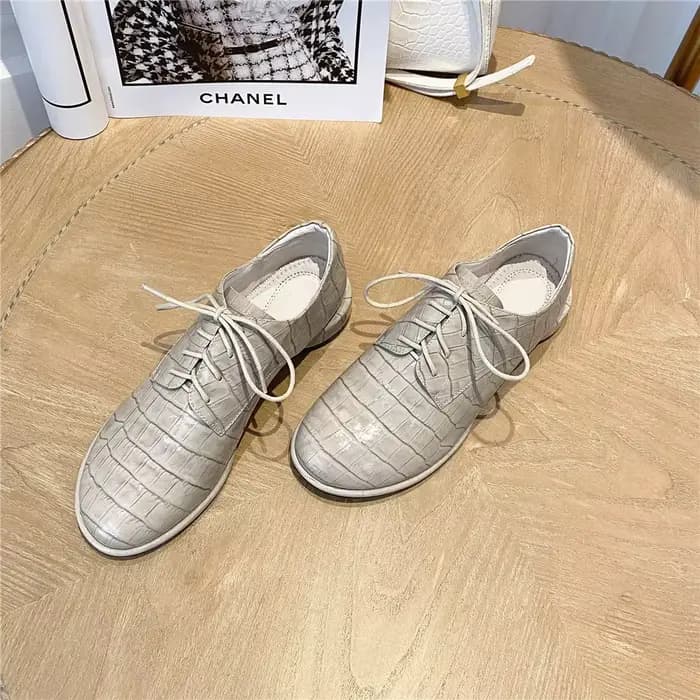 Escarpins à lacets en cuir verni pour femmes, chaussures de printemps et d'automne à bout rond et à 