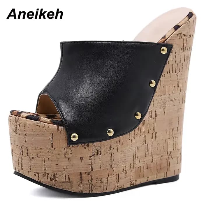 Aneikeh 2025 mode d'été sandales à bout ouvert plate-forme talons Super hauts sandales à rivets en m