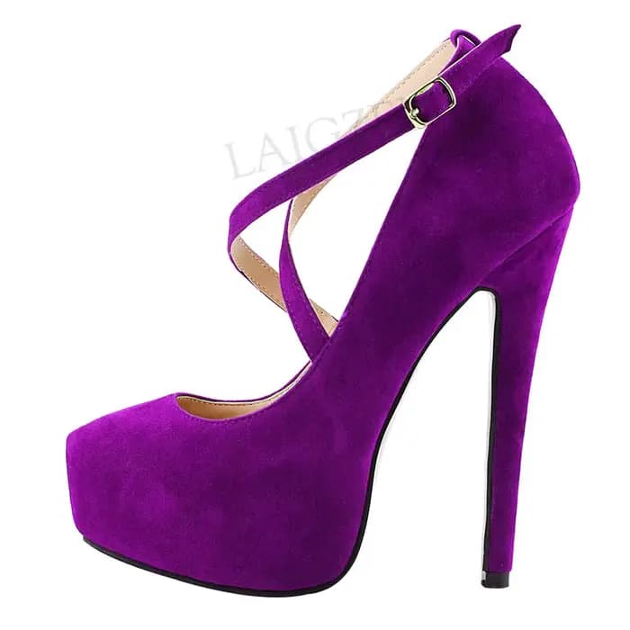 LAIGZEM-Escarpins à talons hauts pour femmes, sandales en faux daim, chaussures de soirée, grande ta