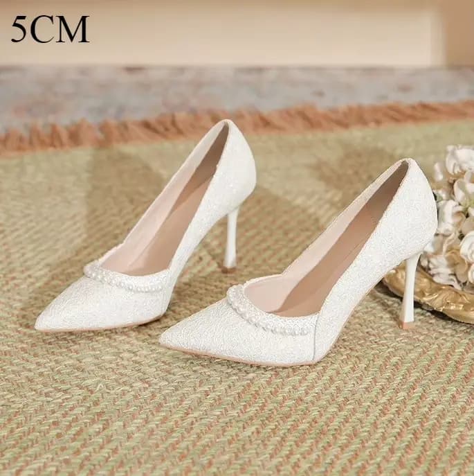 Talons hauts femmes nouvelle perle dentelle talons hauts femmes talons fins pointues demoiselles d'h