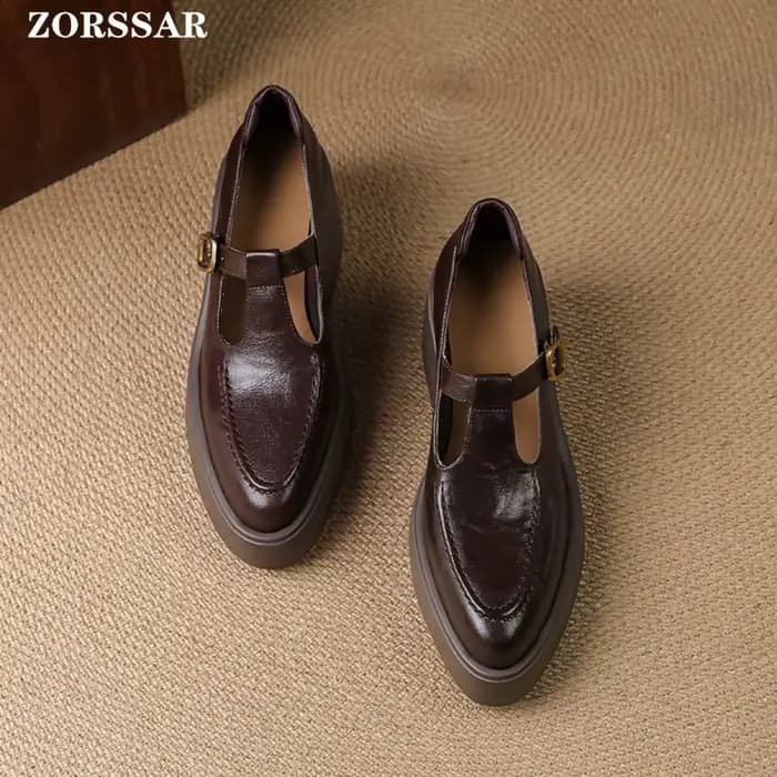 Escarpins à talons hauts et plateforme épaisse pour femmes, chaussures en cuir véritable à bout poin