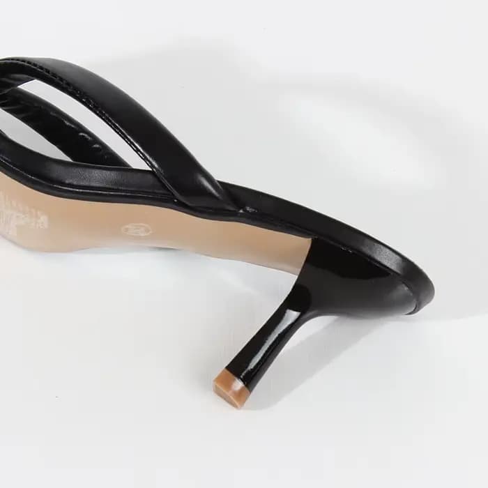 Sandales à talons hauts pour femmes, tongs, pantoufles, PU, noir, chaussures de rue simples, été, no