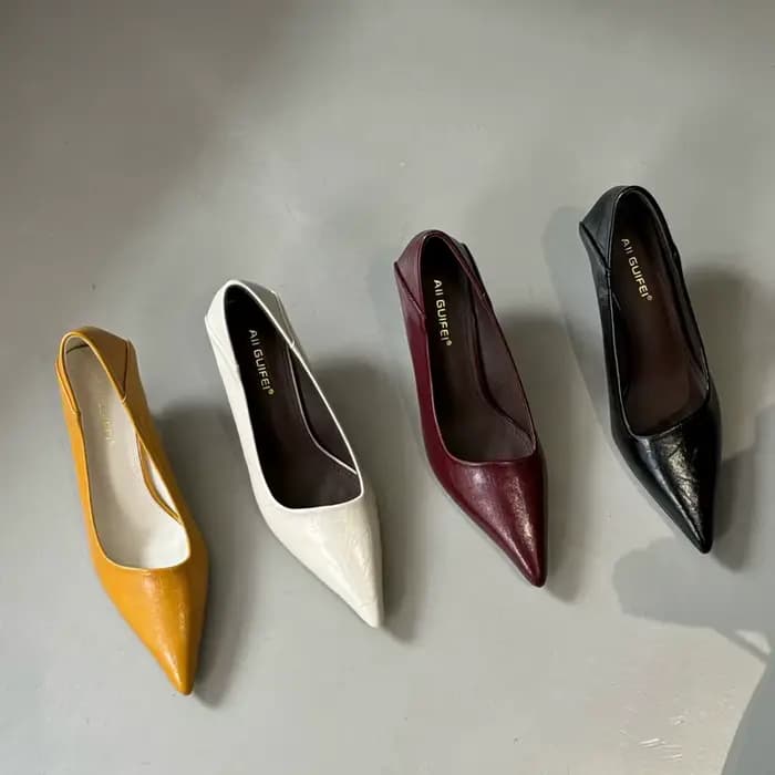 Nouvelles Escarpins Printemps 2026 à Bout Pointu et Talon Bas pour Femme – Chaussures Élégantes et S