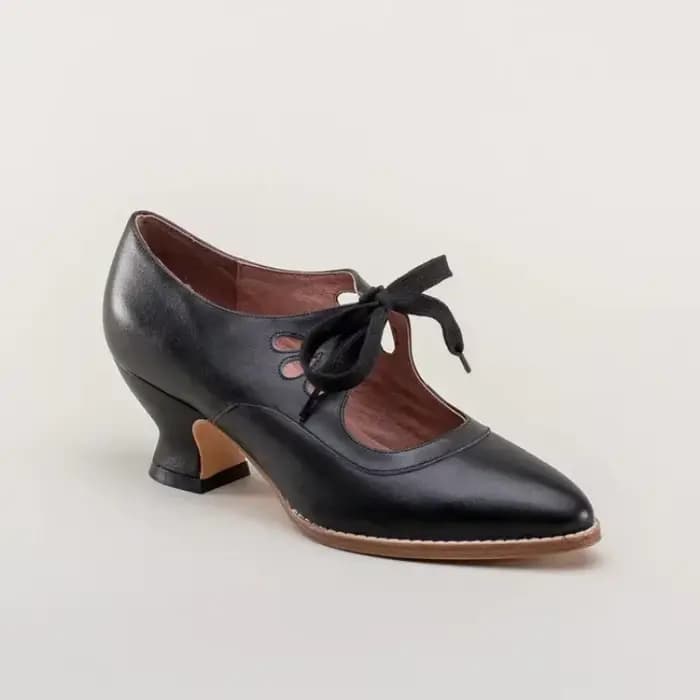 Rétro Jane pompes femme Vintage à lacets robe à talons bas Zapatos dames marque Design papillon aile
