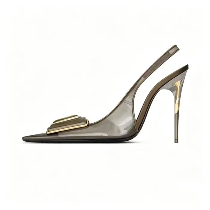 Sandales à talons hauts pour femmes, en PVC transparent, ornées de cristaux, à bout pointu, nouvelle