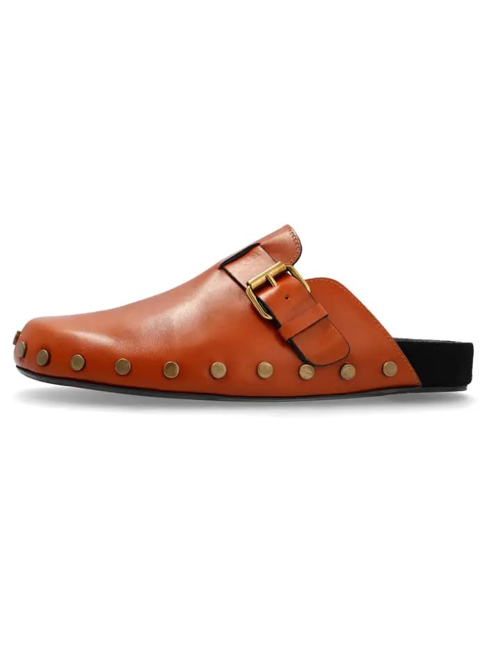 Nouvelles mules vintage pour femme Printemps/Été 2026, à bout rond, talon bas, avec décoration clout