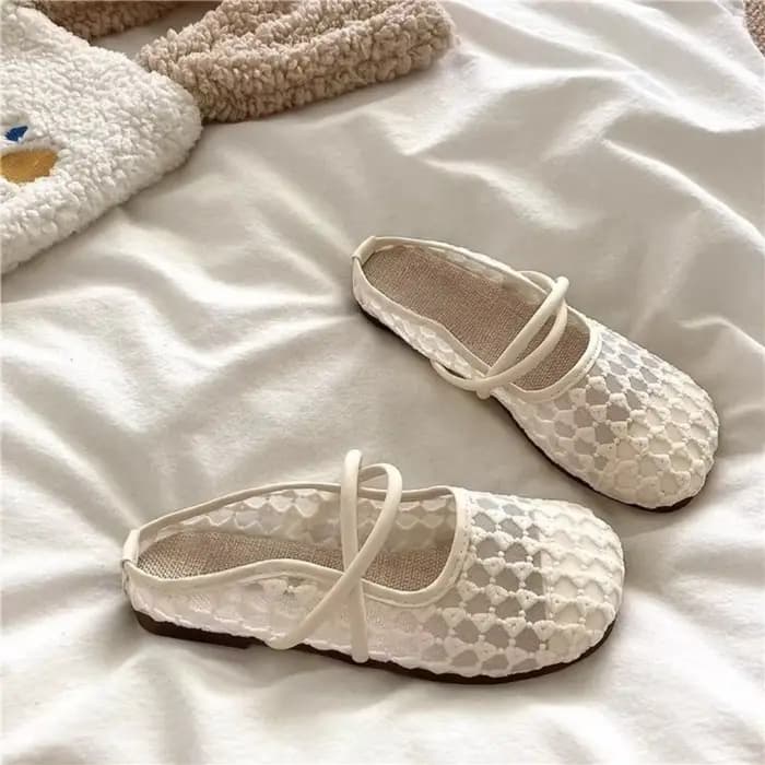 Mules chic en maille à bride unique, plates et sans talon, respirantes, chaussures d'été décontracté