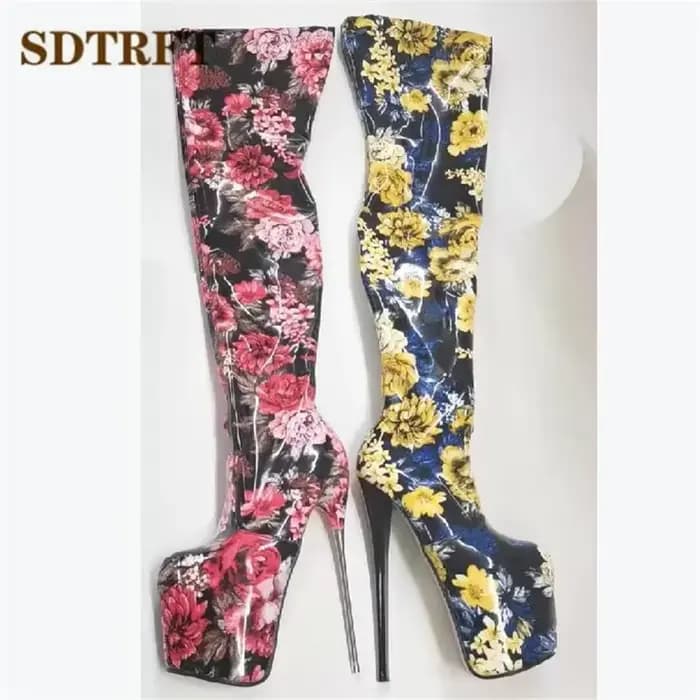 SDTRFT-Bottes à Talons Aiguilles pour Femme, Chaussures à Plateforme Rouge, Talons Fins, Au-Dessus d