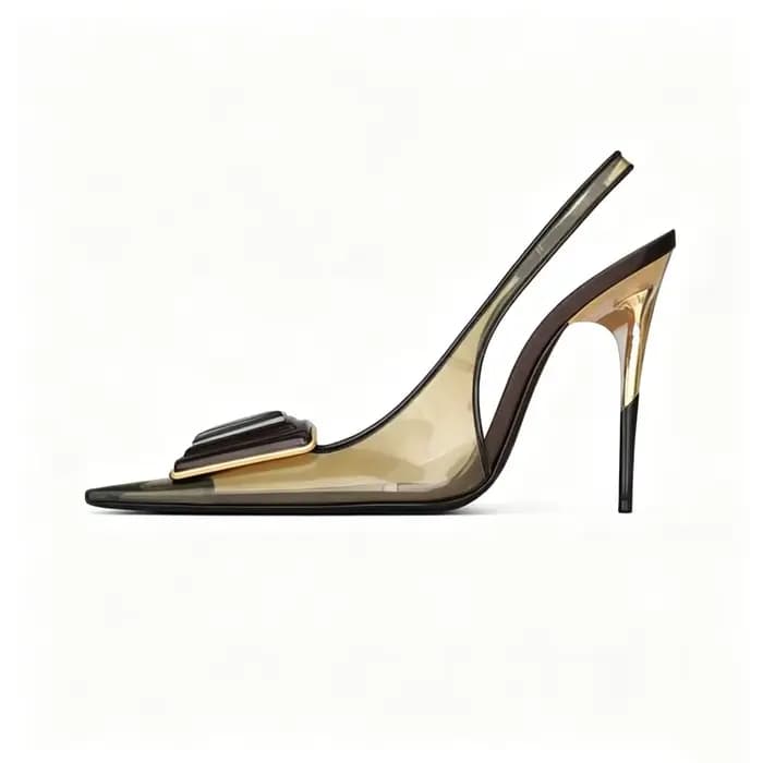 Sandales à talons hauts pour femmes, en PVC transparent, ornées de cristaux, à bout pointu, nouvelle