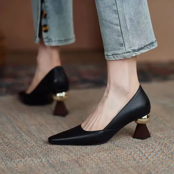 Escarpins en cuir faits à la main pour femmes, chaussures Sexy à bout pointu, Chic et élégantes, pou