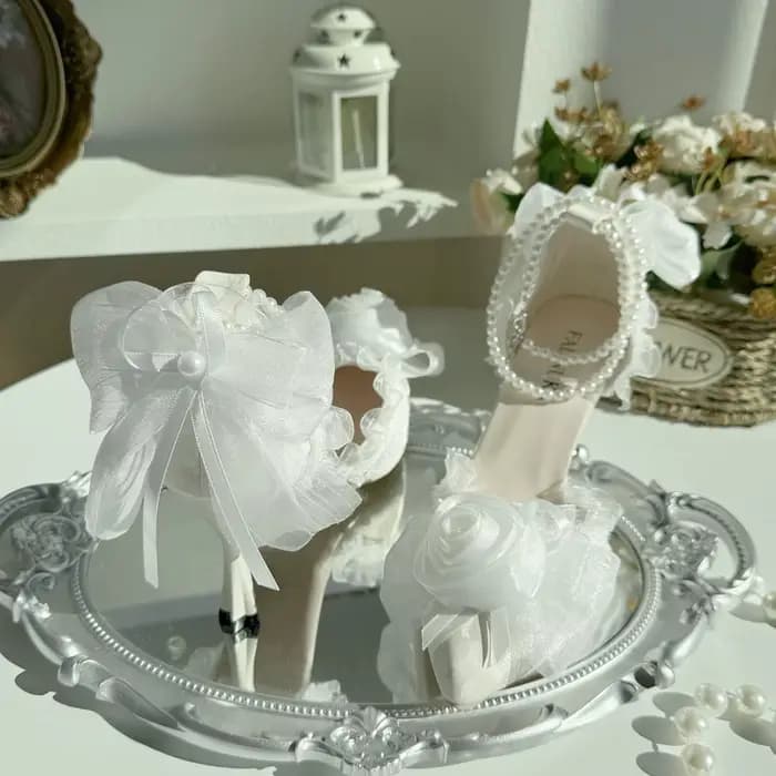 Chaussures de mariée blanches à talons hauts, style Lolita, élégantes, style français, chaussures Lo