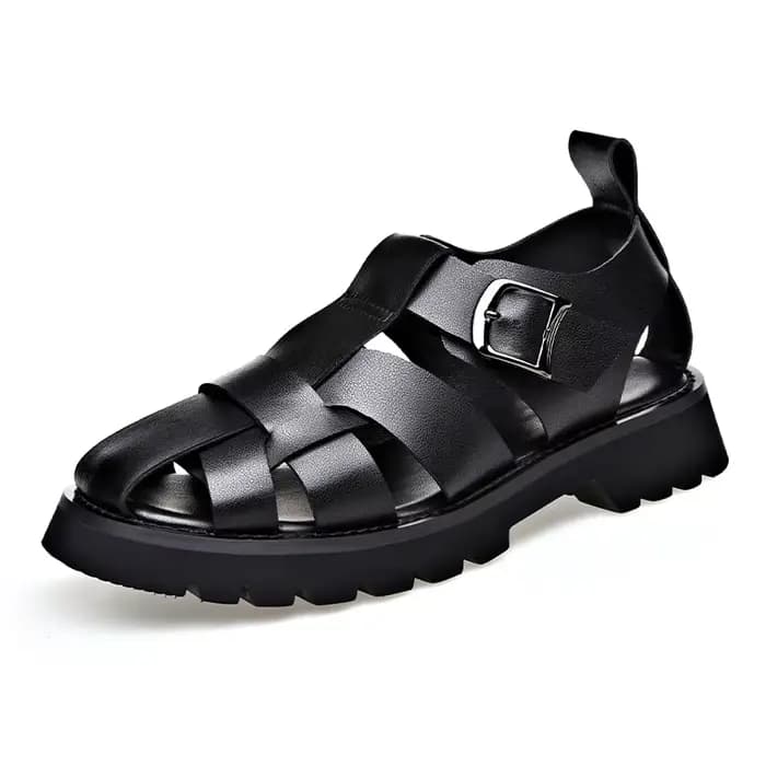 Sandales gladiateur été 2026, nouvelles sandales décontractées respirantes pour hommes, en cuir véri