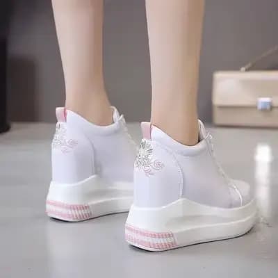 Baskets compensées pour femmes, chaussures d'été respirantes à talons hauts, décontractées, vulcanis