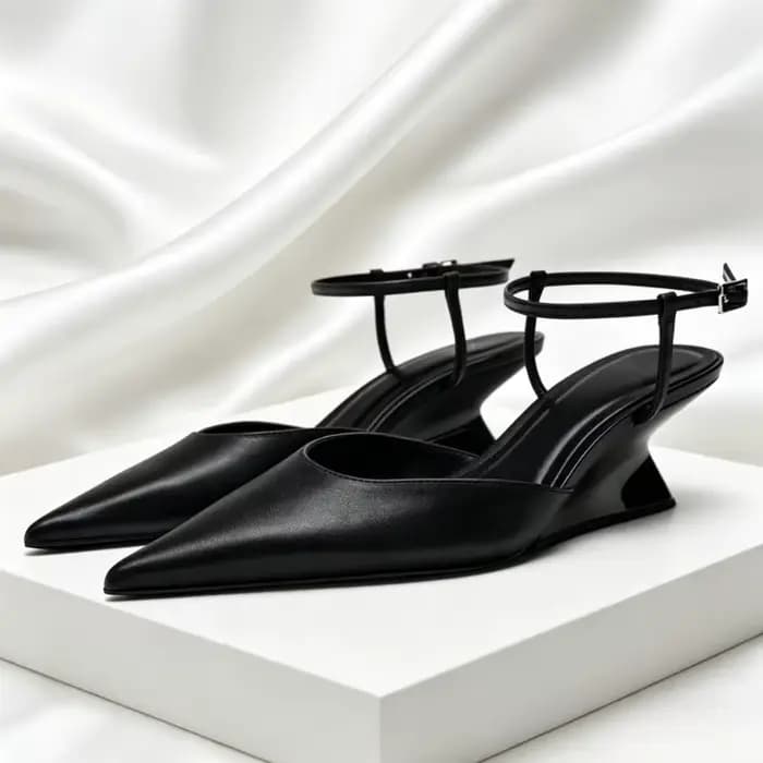 Marque de luxe femmes bout pointu sandales à talons compensés été nouveau peu profond un mot boucle 