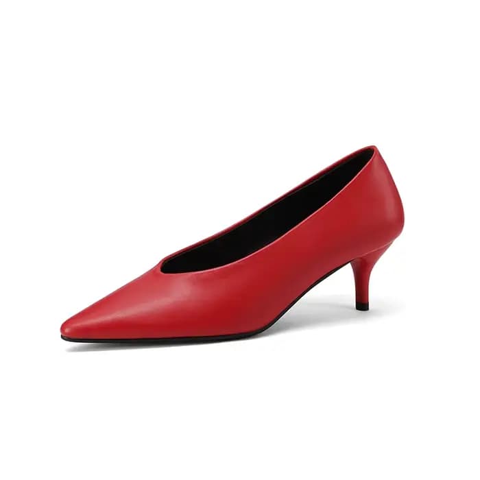 Escarpins tendance en croûte de cuir pour femmes, chaussures de bureau Sexy, rouge clair-jaune, bout