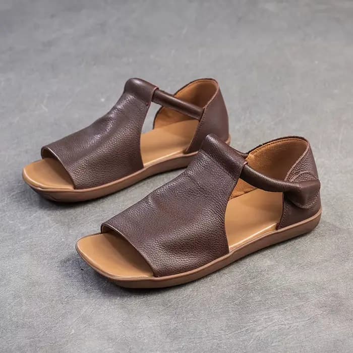 Sandales en cuir de vache faites à la main en cuir véritable bout rond tissé à la main sandales roma