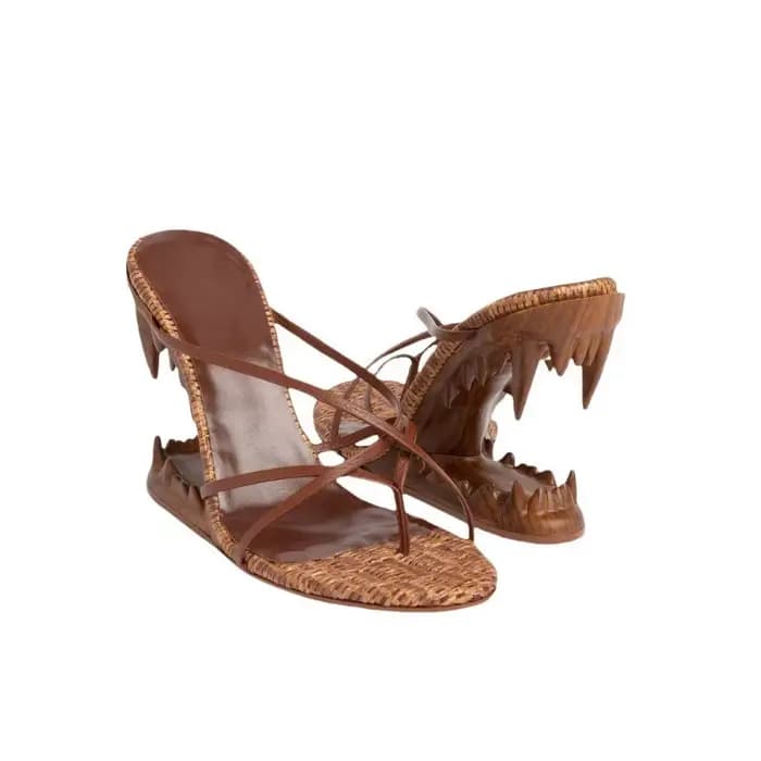 Sandales sexy européennes et américaines à bout ouvert avec motif dents de tigre, idéales pour les d