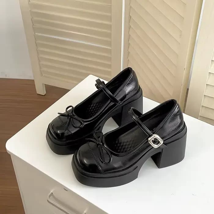 Chaussures à plateforme épaisse et haute pour femmes, escarpins d'extérieur concis, robe en cuir, pr