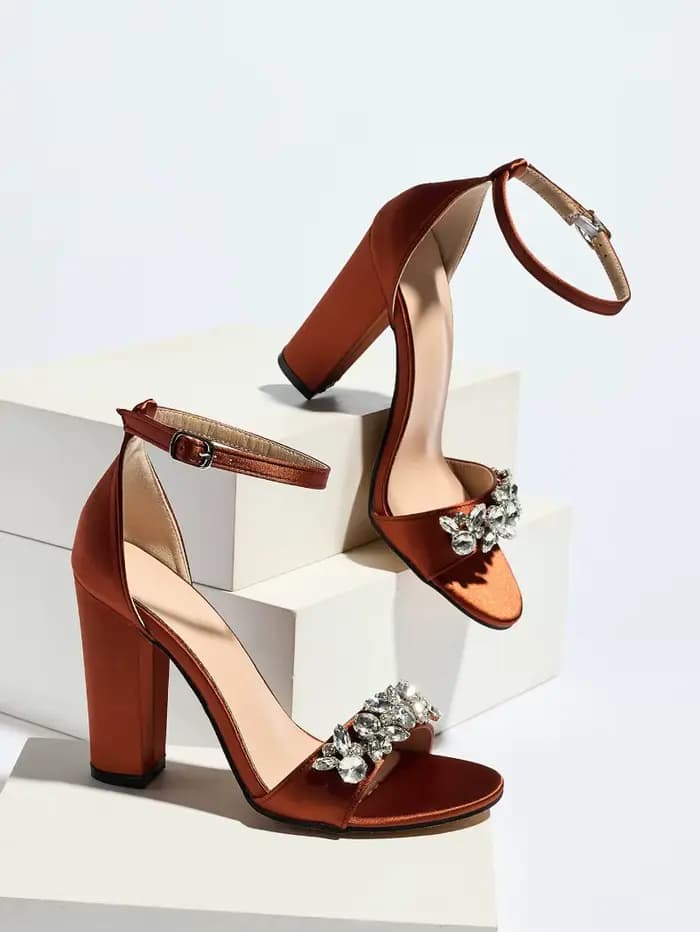 Sandales de luxe à talons hauts pour femmes, ornées de strass, en satin, chaussures de créateur, à b