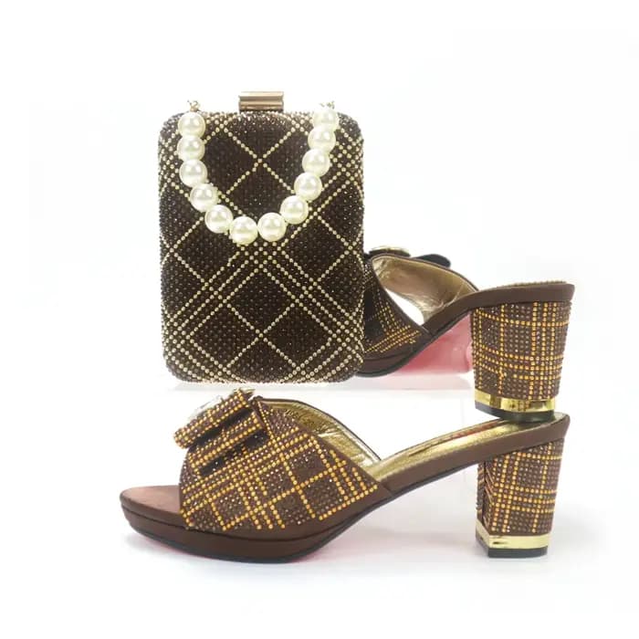 Doershow – ensemble de chaussures et de sacs assortis pour femmes africaines, rose, style nigérian, 
