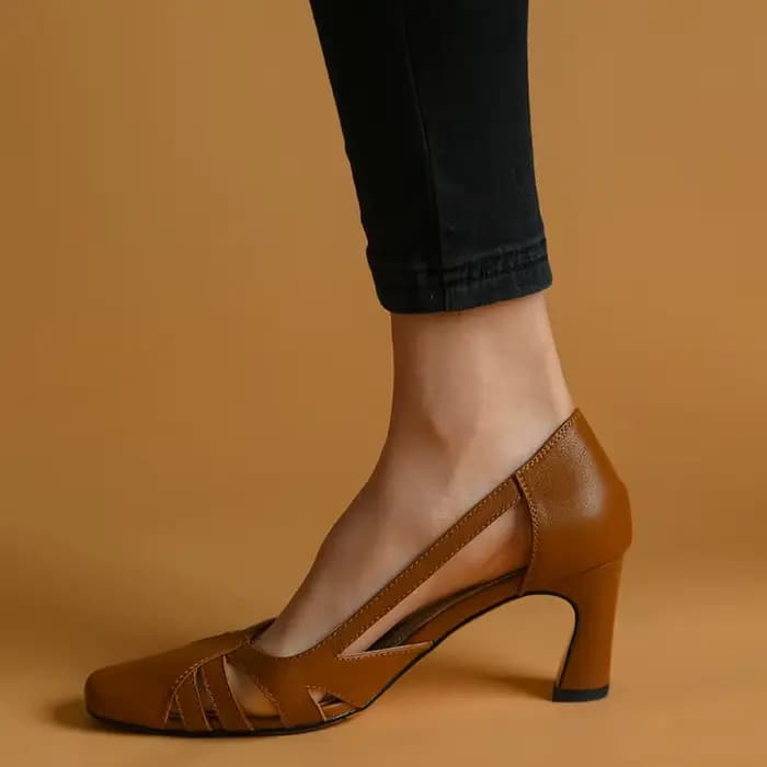 Escarpins en cuir de vache pour femmes, sandales rétro, sans lacet, vintage, chaussures d'été, style