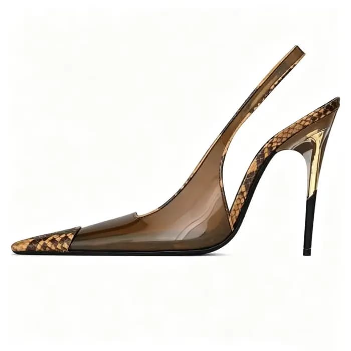 Nouveauté 2026 – Escarpins de luxe sexy à talons hauts transparents, imprimé serpent, en cuir PVC no