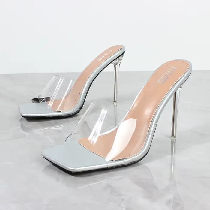 Sandales à bout ouvert en PVC pour femmes, pantoufles à talons super hauts, mode extérieure, chaussu