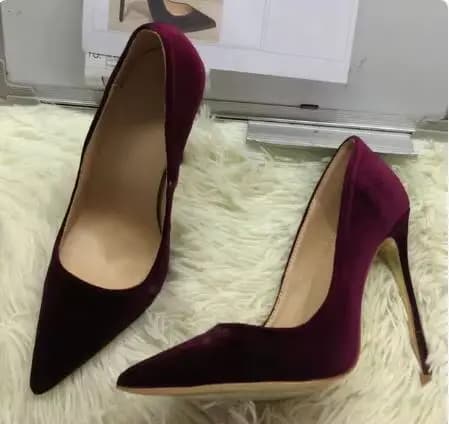 Escarpins pointus en velours à enfiler peu profond pour femmes, chaussures à talons hauts, robe de s