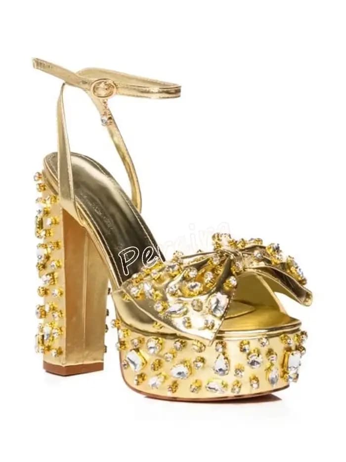 Sandales à Plateforme avec Nministériels d localité et Strass pour Femme, Talon Épais, Rond, Parker,