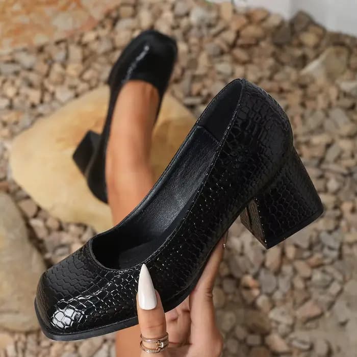Chaussures confortables à bout carré pour femmes, nouveau style 2025, talon épais, talons hauts form