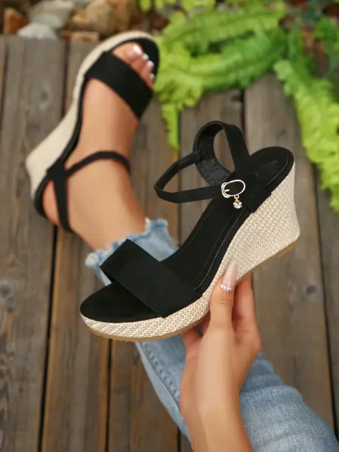 Sandales compensées mode pour femmes, chaussures d'été décontractées pour la plage, sandales à plate