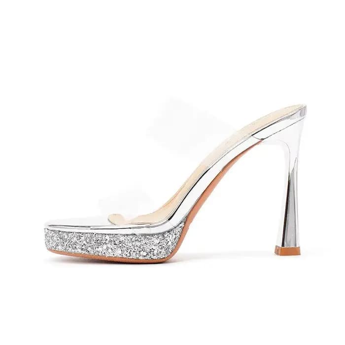 Sandales transparentes à talons hauts pour femme, nouvelle collection été 2026, à plateforme et talo