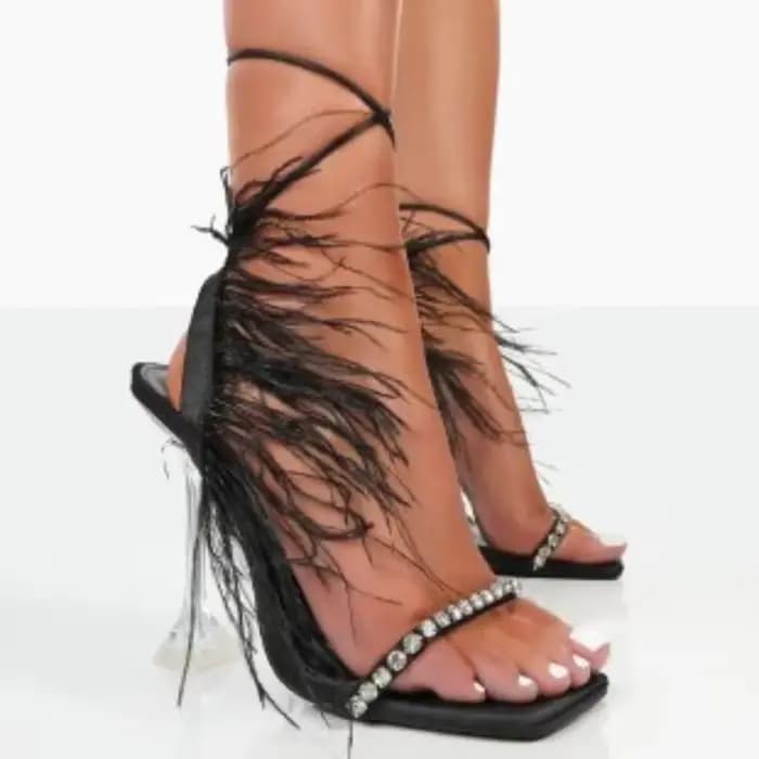 Escarpins d'été pour femmes, chaussures à talons hauts, sandales à bout carré avec talon en cristal,