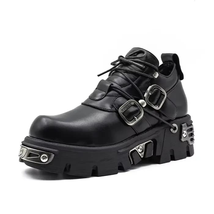 2025 nouveau Style Punk foncé femme gothique flamme sculpté Vintage Rock bottes en cuir chaussures e