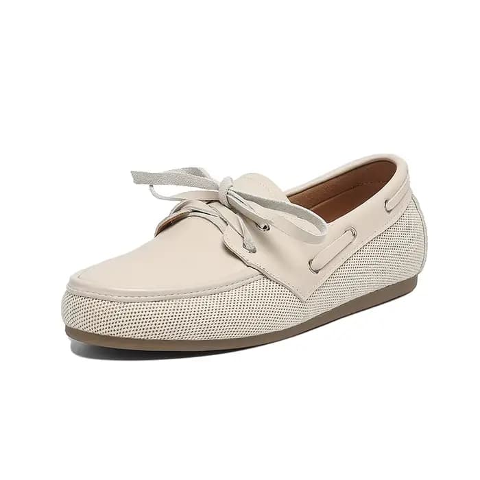 2025 nouvelle tendance élégant automne véritable cuir de vache femmes chaussures plates Beige marron