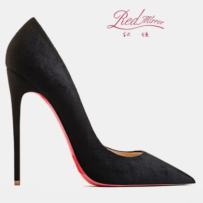 Escarpins à talons hauts pour femmes, chaussures Sexy à bout pointu en daim rouge brillant, escarpin