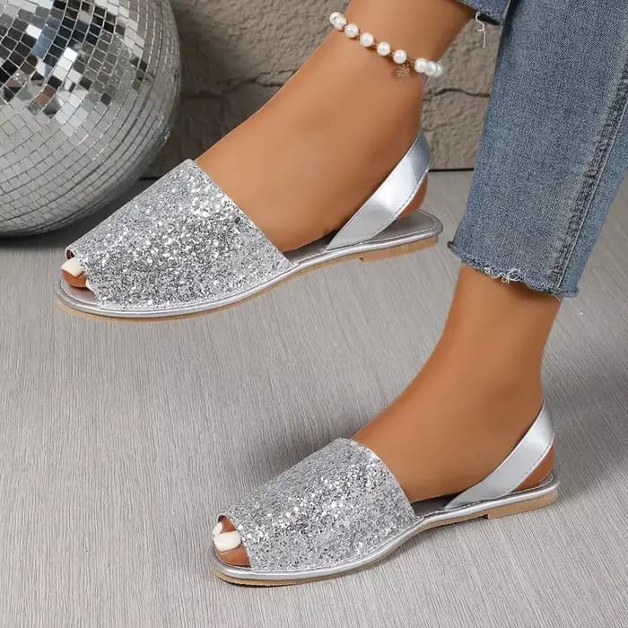 Sandales à talons mode femmes chaussures 2025 bout ouvert doux Bling Bling grande taille noir luxe P