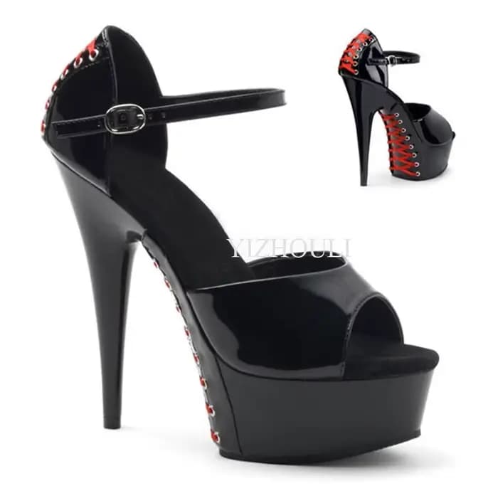 Sandales à Talons Aiguilles et Tête Ronde de 6 Pouces, Modèle de Boîte de Nuit, Semelles Croisées de