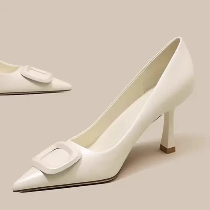 Mode talons hauts printemps nouveau Style tête pointue bouche peu profonde boucle carrée ensemble pi