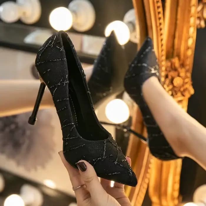 Escarpins à talons hauts noirs pour femmes, chaussures de mariée, sexy, confortables et élégantes, m