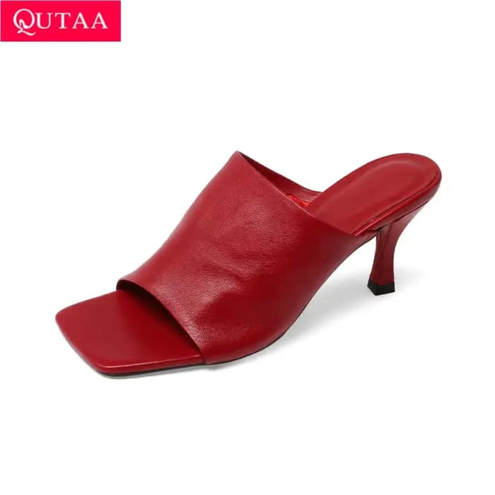 Call TAA-Sandales à plateforme en cuir véritable pour femmes, escarpins à talons hauts fins, pantouf