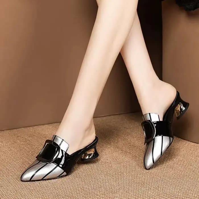 Escarpins à talons carrés argentés pour femmes, chaussures confortables pour dames, classiques et eu